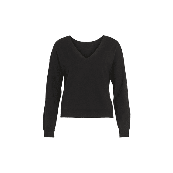 Vila 2307 Vicomfy Rev V-Neck L/S Knit Top/Su/Pb