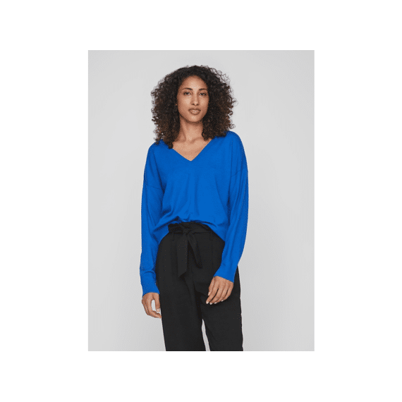 Vila 2307 Vicomfy Rev V-Neck L/S Knit Top/Su/Pb