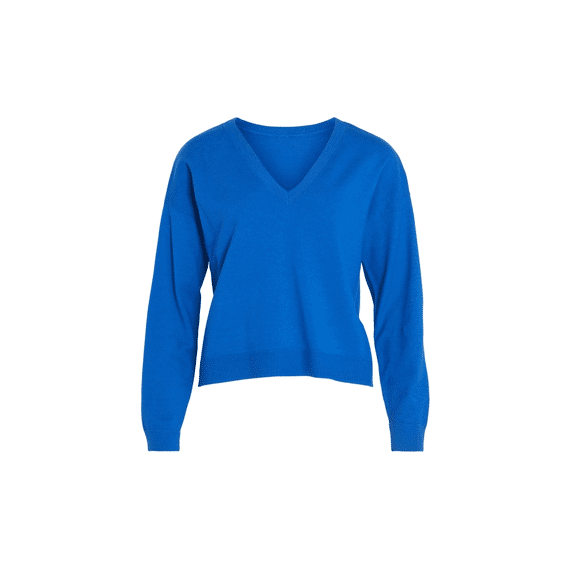 Vila 2307 Vicomfy Rev V-Neck L/S Knit Top/Su/Pb