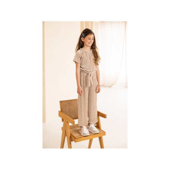 Flo Z24 Girls Velvet Plisse Jumpsuit