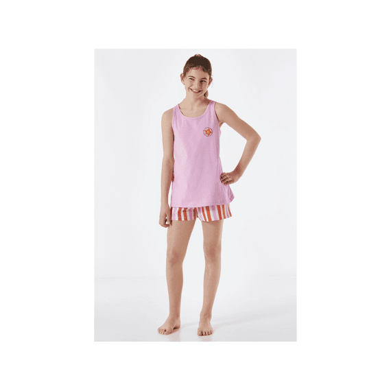 Schiesser Z24 Meisjes Pyjama Kort Strepen Bloem