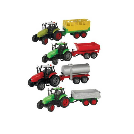 Die Cast Tractor+Aanhanger Met Licht En Geluid 4 Assortimenten Prijs Per Stuk