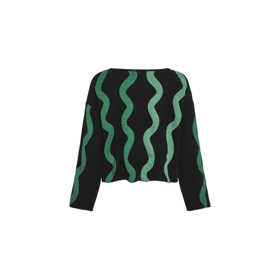 Vila 2511 Viscribbi Boatneck L/s Jacquard Knit Top