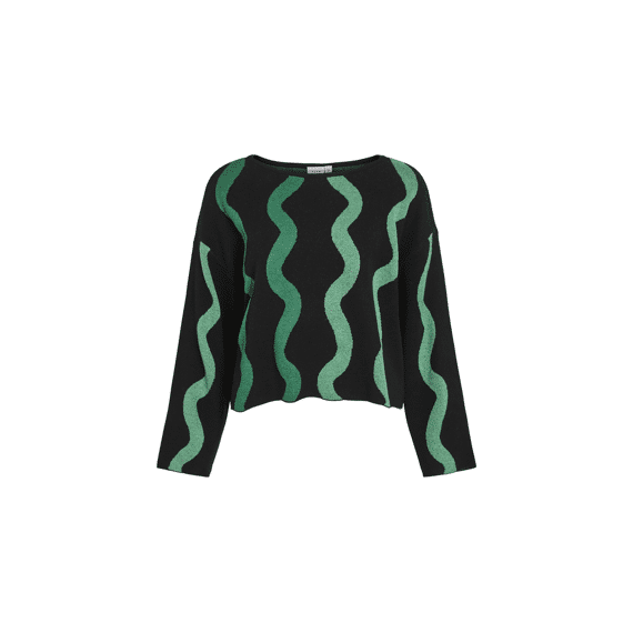 Vila 2511 Viscribbi Boatneck L/s Jacquard Knit Top