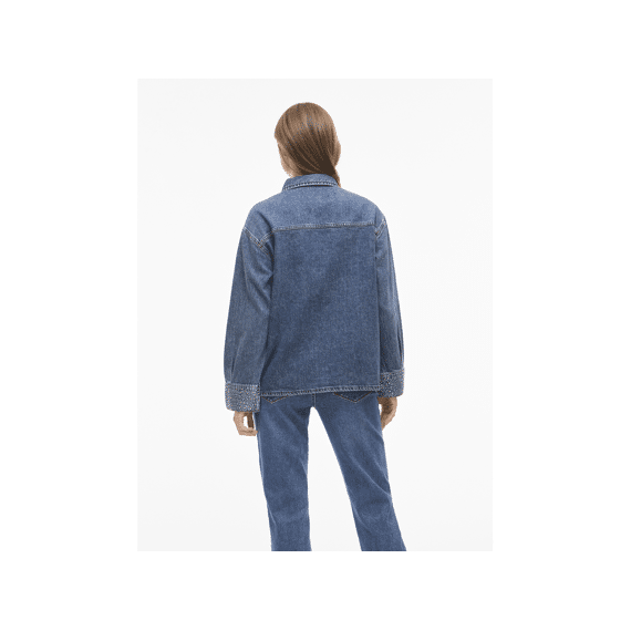 Vila 2511 Vipal L/s Denim Glitter Shirt Mbd