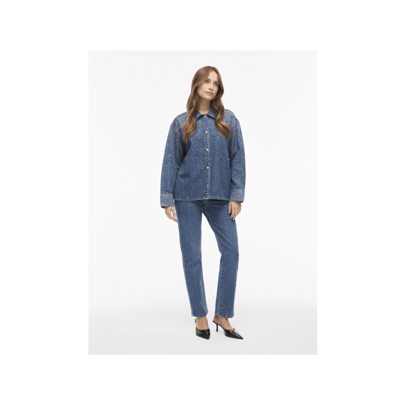 Vila 2511 Vipal L/s Denim Glitter Shirt Mbd