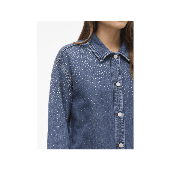 Vila 2511 Vipal L/s Denim Glitter Shirt Mbd