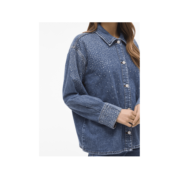 Vila 2511 Vipal L/s Denim Glitter Shirt Mbd