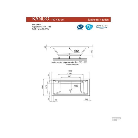 Kando 180X80 Wit
