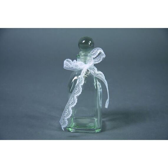 Fles M/ Glas Dop M/ Wit Koord M/ Zilveren Sleutel L Helder