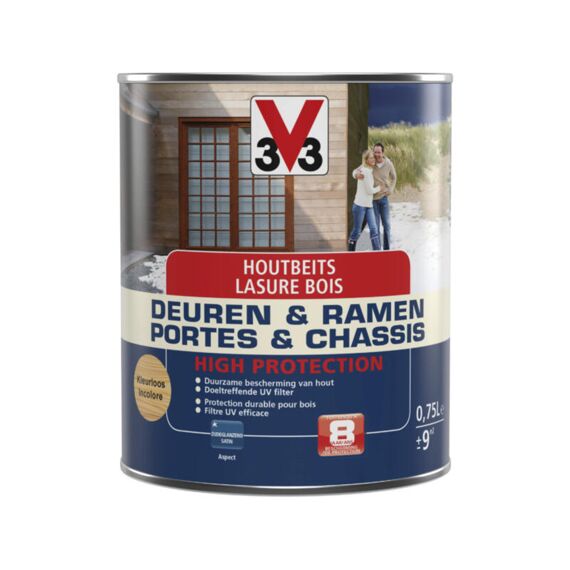 V33 Houtbeits Deur & Ramen High Protection Sat. Kleurloos 0,75L