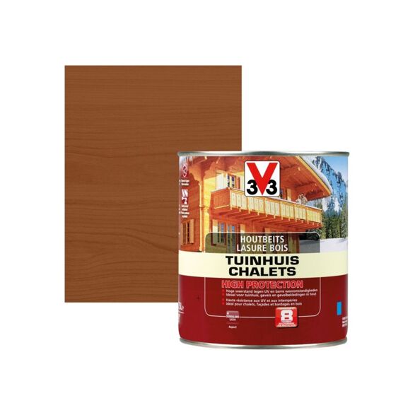 V33 Houtbeits Tuinhuis-High Protection Satn Donkere Eik 0,75L