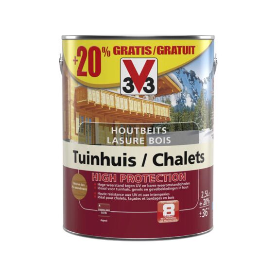 V33 Houtbeits Tuinhuis-High Protection Satn Nrse Den  2,5L 20% Gratis