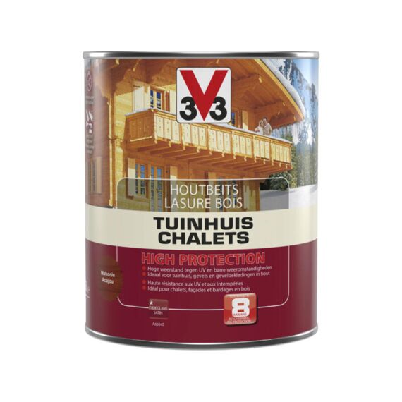 V33 Houtbeits Tuinhuis-High Protection Satn Mahonie 0,75L