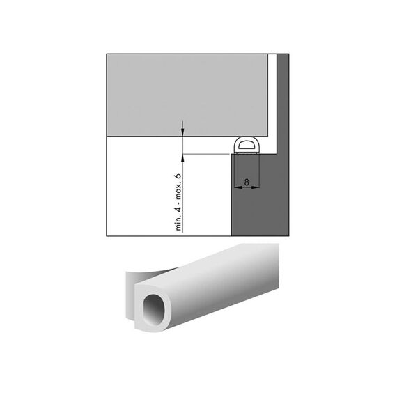 Tochtband, D, Wit 600501062 8X6Mm - 7.5 M