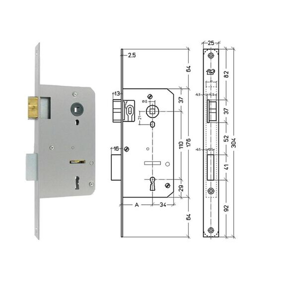 Insteek-Klavierslot Links 110X50 Mm