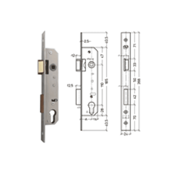Smal Cilinderslot,meco, Rechts 110x23 Mm