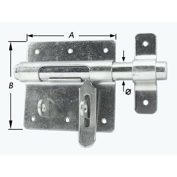 Box-Grendel,2 Hangslotg.,Zwart 90 X 16 Mm