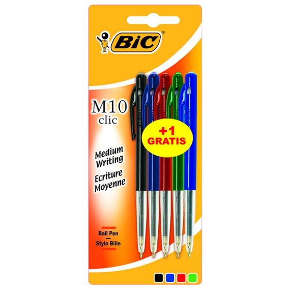 Bic M10 Balpen 4+1 Gratis Ass Kleuren