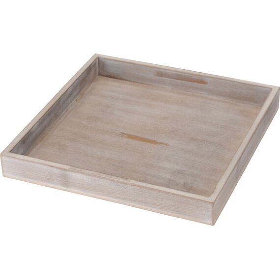 Plateau Hout Vierkant 30X30X3Cm Afgewassen Grijs