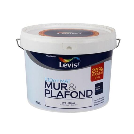 Levis Ls Mur & Plafond Wit 8L + 2L (25% Gratis)