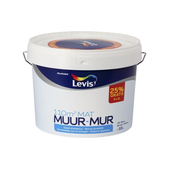 Levis Mur Mat Wit 8L + 2L