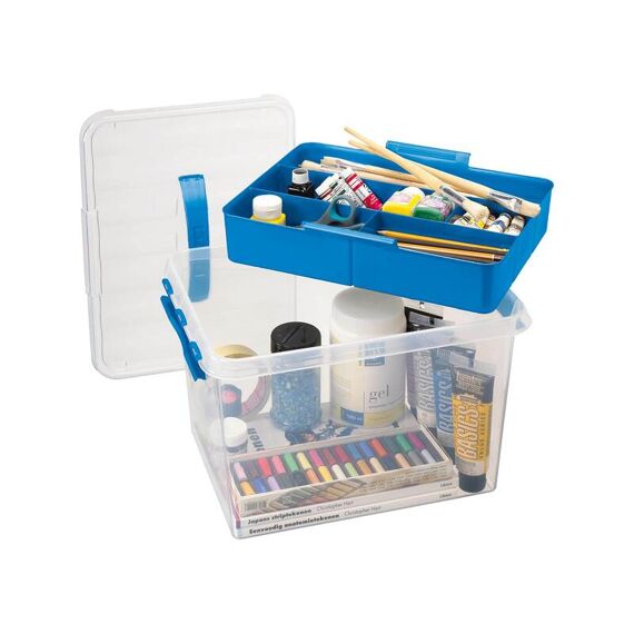 Q-Line Opbergbox 22L Transp/Blauw Met Tray