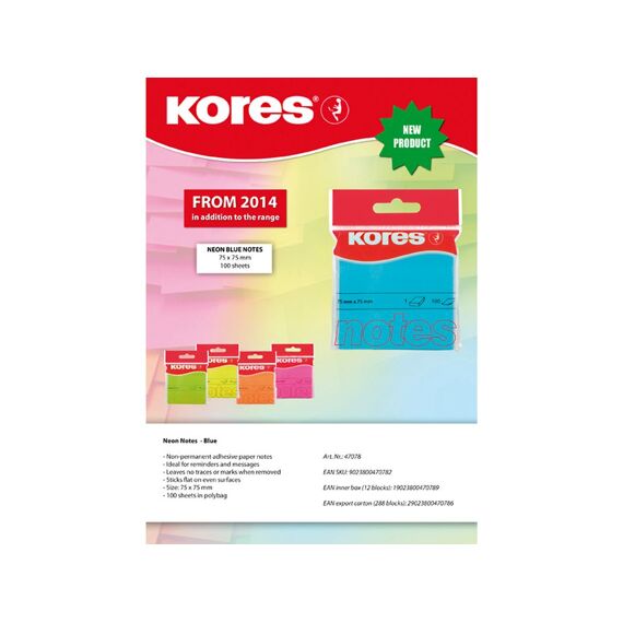 Kores Blue Blok 100 Memo Notes 75X75Mm