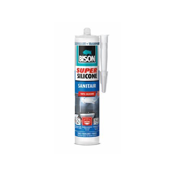 Bison Super Silicone Sanitair Transp Qcrt 300Ml 12 Nlfr