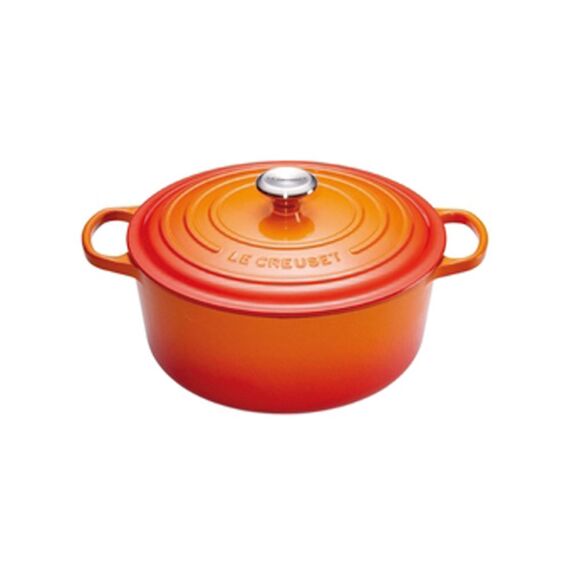 Lc Ronde Braad-/Stoofpan 24Cm Oranje-Rood Rvs Knop