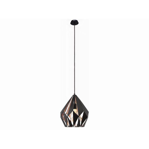 Eglo Hanglamp/1 E27 Zwart/Koper 'Carlton 1'