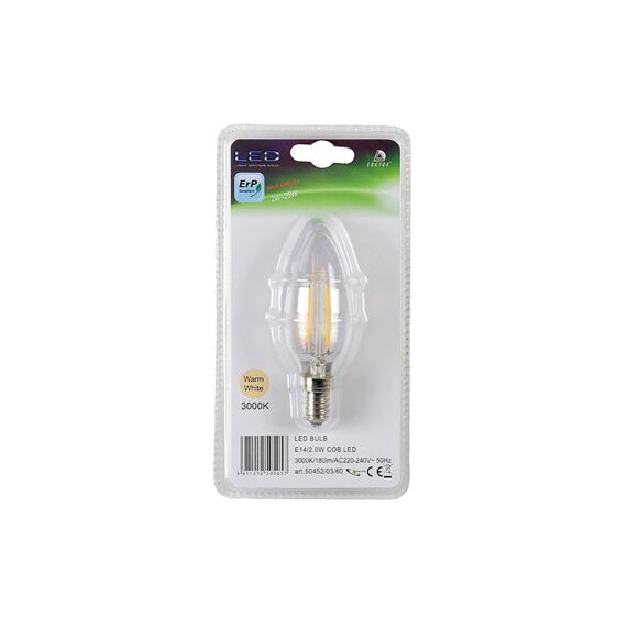 Lucide Lamp Kaars Led2W E14 3000K 180Lm Helder/Blister