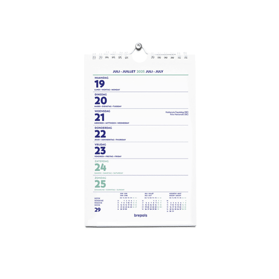 Brepols Wand Week Kalender Wire O