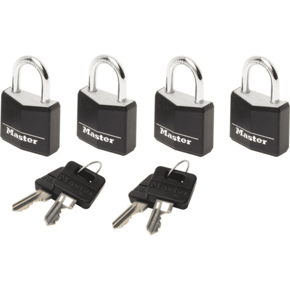 4 Hangsloten 20 Mm - Stalen Beugel 11 Mm, Diam. 3 Mm - Cilinder Met 3 Stiften