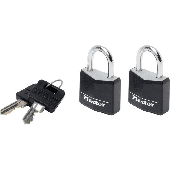 2 Hangsloten 30 Mm - Hardstalen Beugel 18 Mm, Diam. 5 Mm - Cilinder Met 4 Stiften