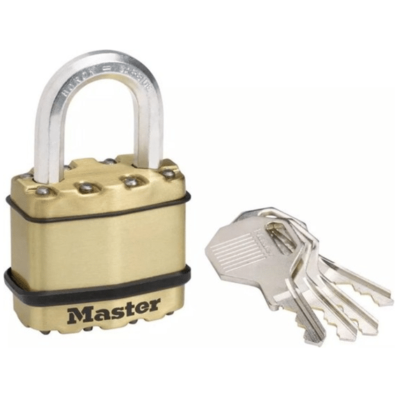 Gelamineerd Stalen Hangslot 45 Mm - Beschermhuls Van Zink Met Messing Afwerking