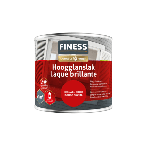 Finess Hoogglanslak 250 Ml Signaal Rood