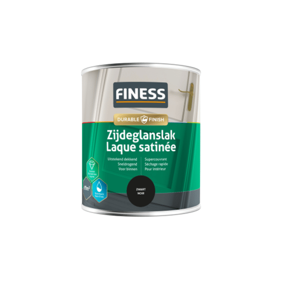 Finess Zijdeglanslak Waterbasis 750 Ml Zwart