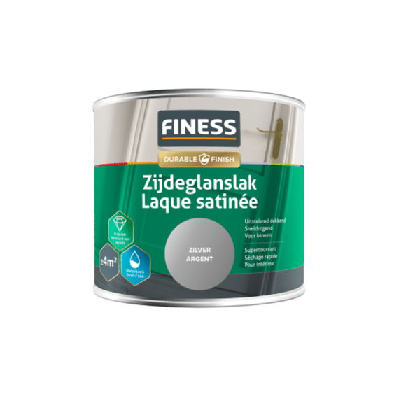 Finess Zijdeglanslak Waterbasis 250 Ml Zilver