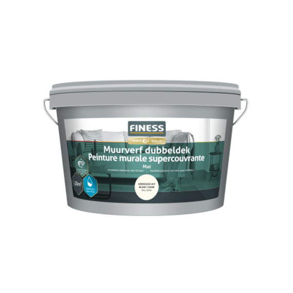 Finess Muurverf Dubbeldek 2.5 Liter Ral 9010
