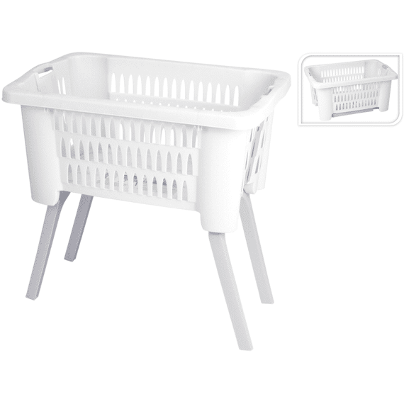 Wasmand Met Inklapbare Poten 60x40x60cm Wit