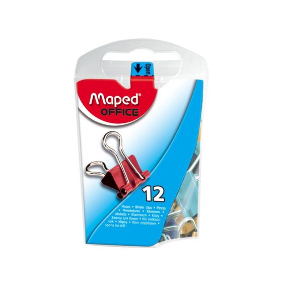 Maped Papierklemmen Foldback 15Mm Gekleurd 12 Stuks