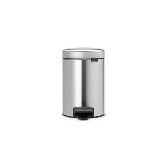 New Icon Pedaalemmer 3L Matt Steel Fingerprint Proof Met Kunststof Binnenemmer