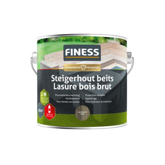 Finess Steigerhouts Beits Binnen/Buiten 2.5L Antracite-Wash