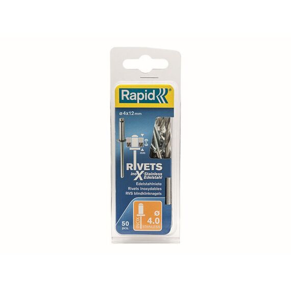 Rapid RVS blindklinknagels Dia4,0 x 12 mm