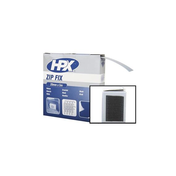 Hpx Zipfix Klitband(Haak)-Zwart 20Mm*5M