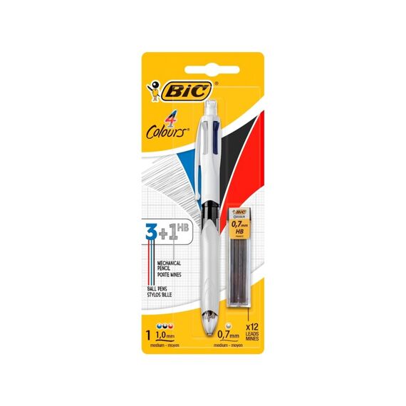 Bic 4 Kleuren 3 Balpen + 1 Potlood Hb + Vullingen