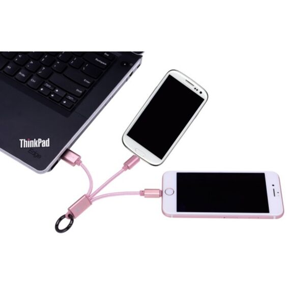 Tekmee Keychain Lightening+Micro Pink 15Cm