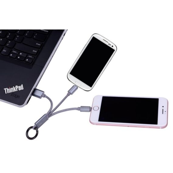 Tekmee Keychain Lightning+Micro Grey 15Cm