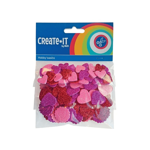 Foam Hartjes Glitter 132 Stuks